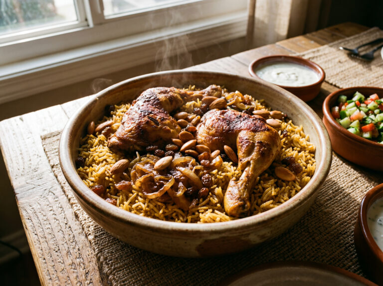 كبسة دجاج صحية بدون زيت – الطعم السعودي الأصيل بسعرات أقل